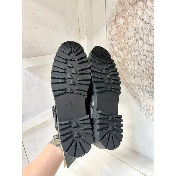 NWT Zara Leather Studded Pearl Cutout Ankle Biker Bootie Black Women's Size 7.5 - Picture 10 of 10